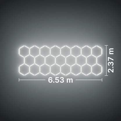 ULTRABEAM LED Light Kit Hex Classic 23-Grid C, no border: its size, measured