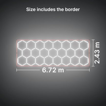 ULTRABEAM LED Light Kit Hex Classic 23-Grid C, Red border: its size, measured