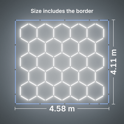ULTRABEAM LED Light Kit Hex Classic 23-Grid D, Blue border: its size, measured