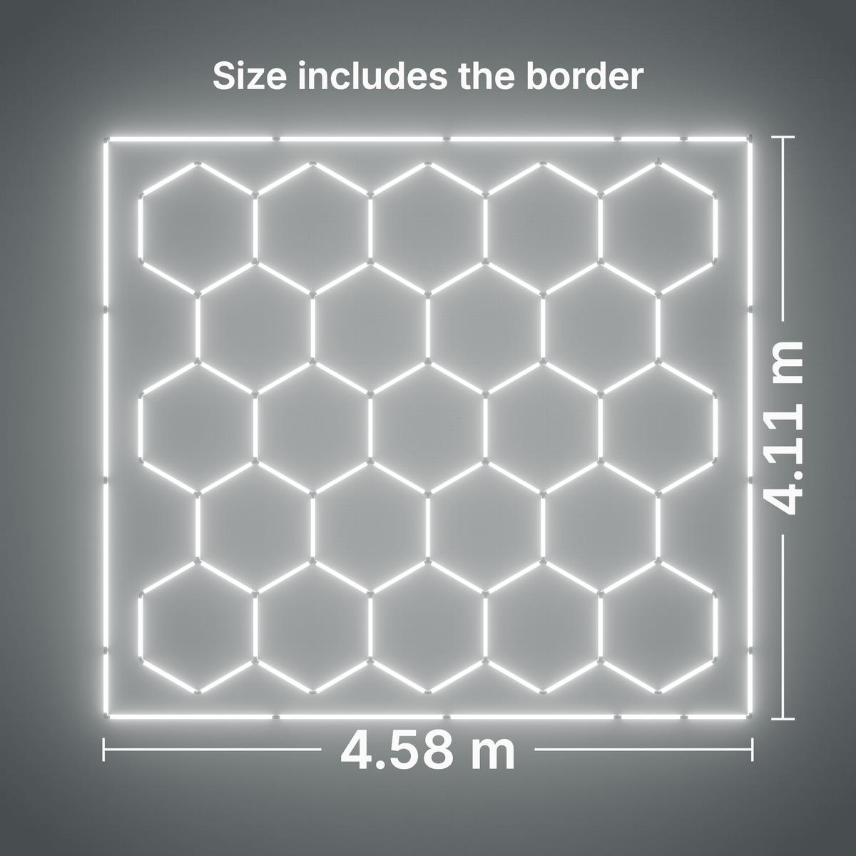 ULTRABEAM LED Light Kit Hex Classic 23-Grid D, Cool Daylight border: its size, measured