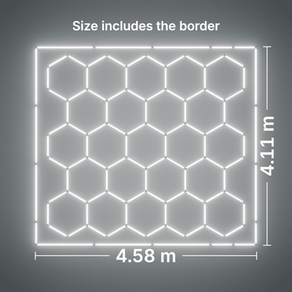 ULTRABEAM LED Light Kit Hex Classic 23-Grid D, Cool Daylight border: its size, measured