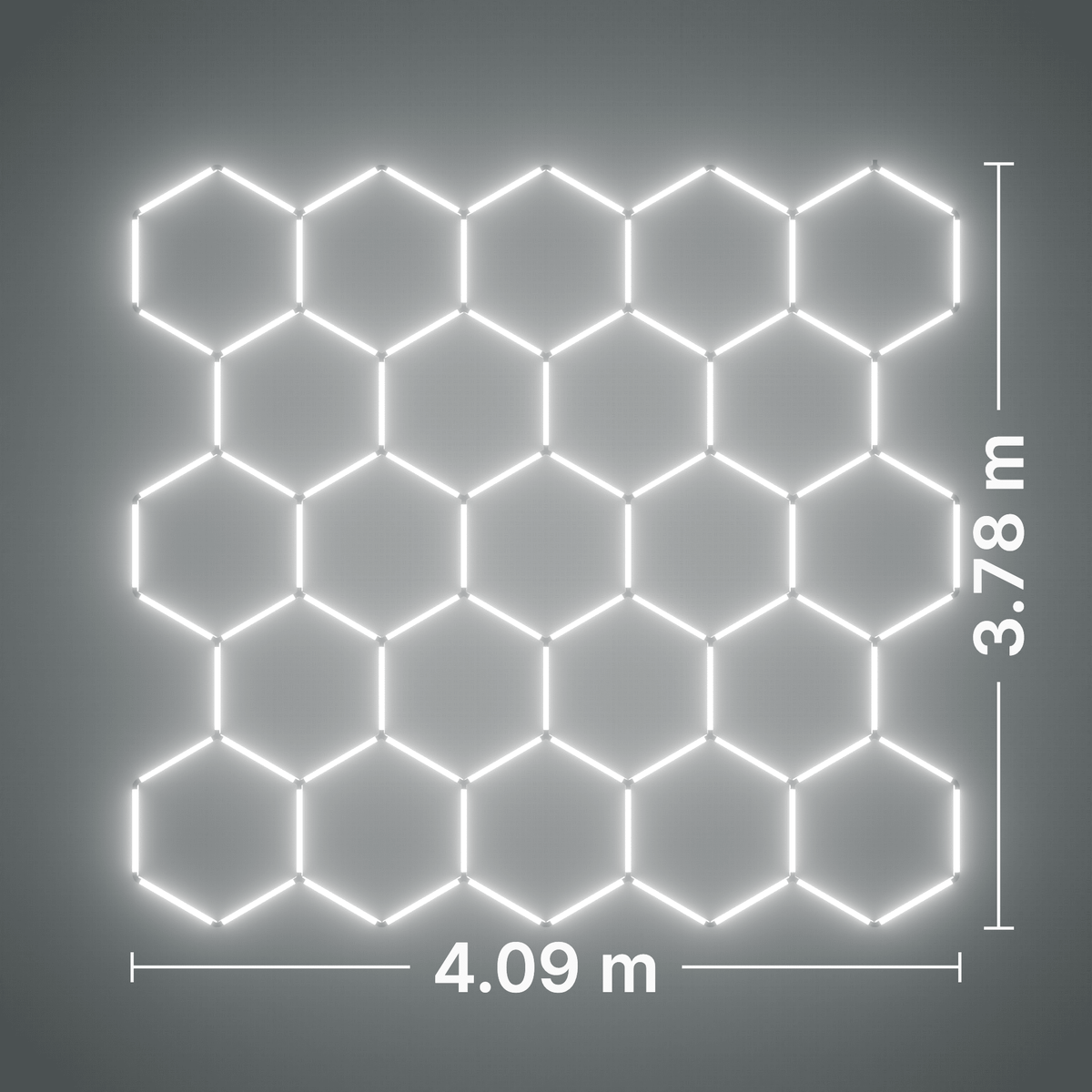 ULTRABEAM LED Light Kit Hex Classic 23-Grid D, no border: its size, measured