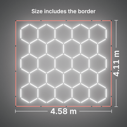 ULTRABEAM LED Light Kit Hex Classic 23-Grid D, Red border: its size, measured