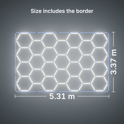 ULTRABEAM LED Light Kit Hex Classic 25-Grid B, Blue border: its size, measured