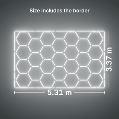 ULTRABEAM LED Light Kit Hex Classic 25-Grid B, Cool Daylight border: its size, measured