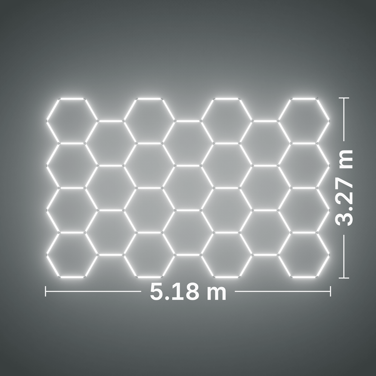 ULTRABEAM LED Light Kit Hex Classic 25-Grid B, no border: its size, measured