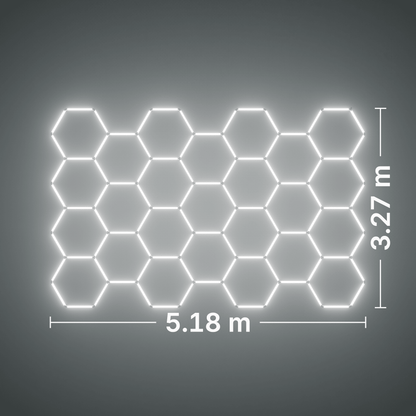 ULTRABEAM LED Light Kit Hex Classic 25-Grid B, no border: its size, measured