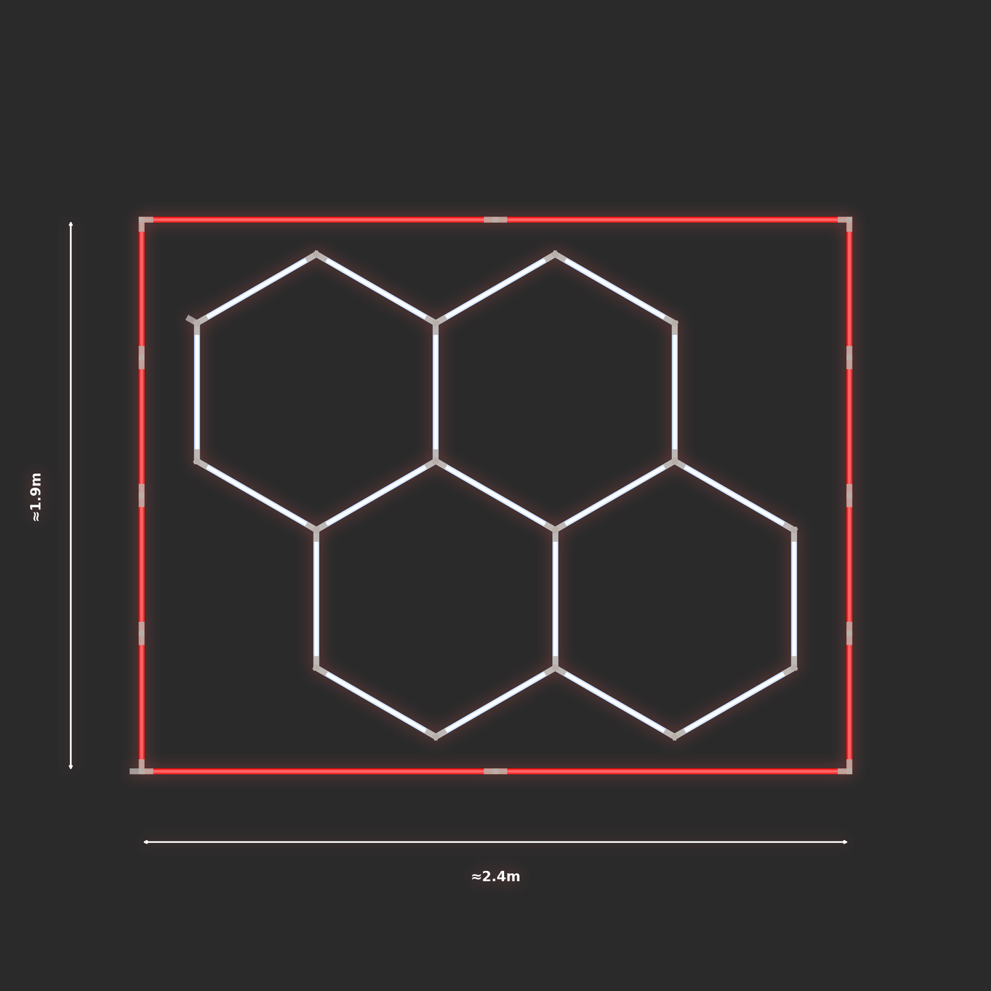 ULTRABEAM LED Light Kit Hex Classic 1.7x2.1m 114W — Red