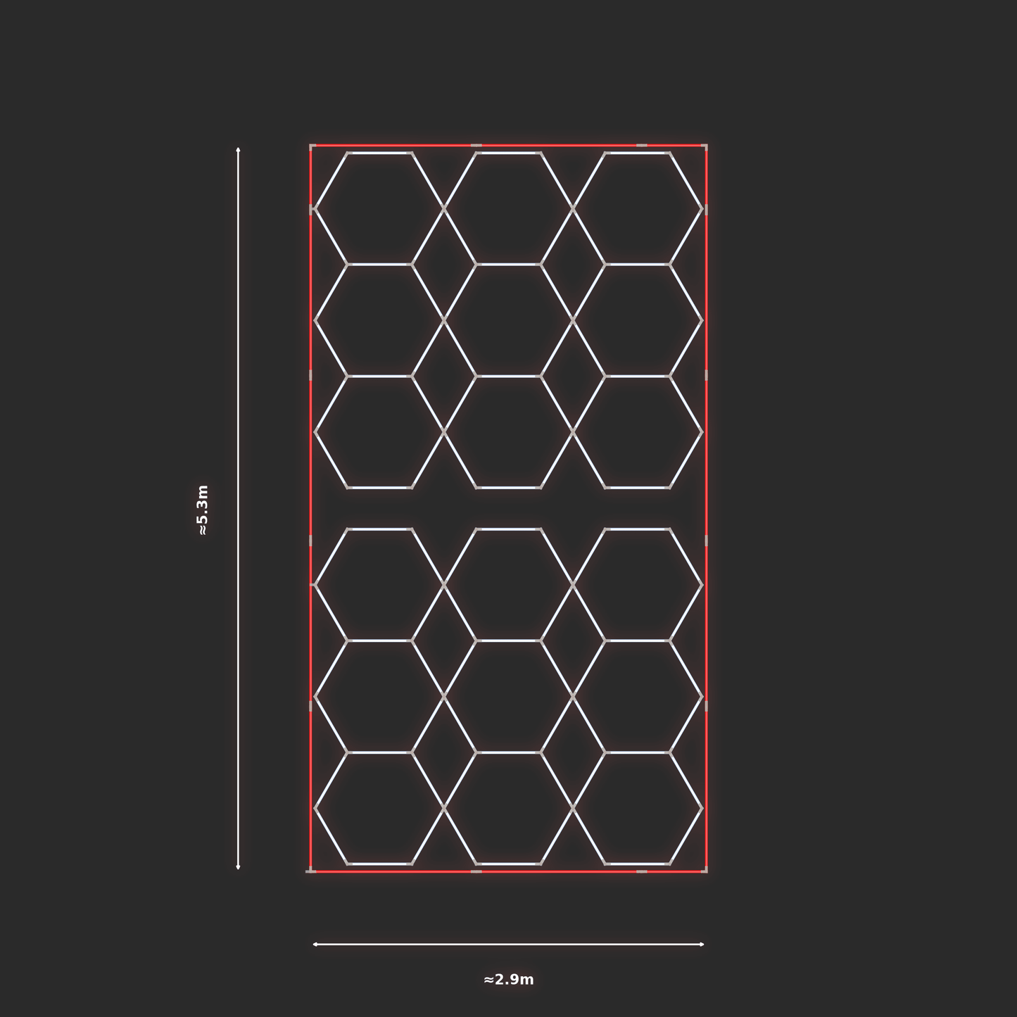 ULTRABEAM LED Light Kit Hex Parallel 2.5x2.8m 288W — Red, 2-pack