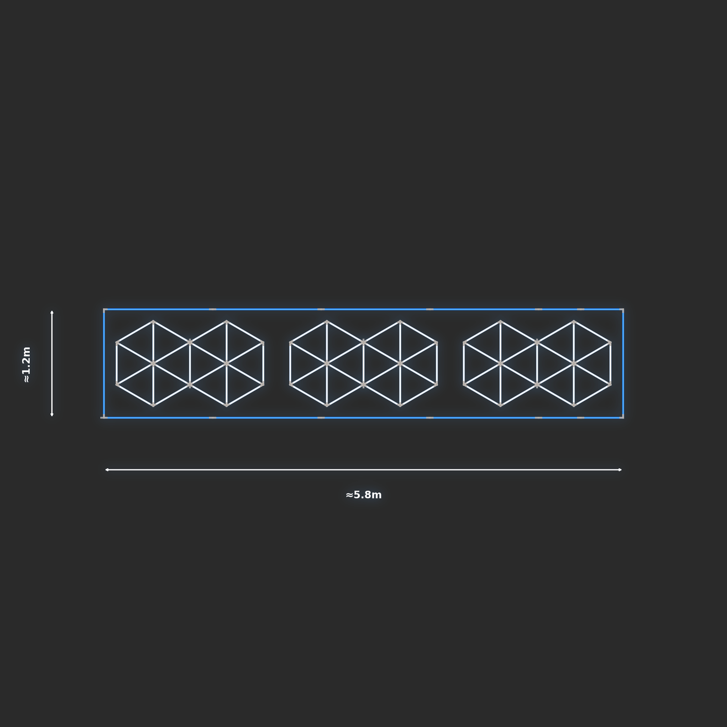 ULTRABEAM LED Light Kit Hex Subdivided 1.7x1m 138W — Blue, 3-pack