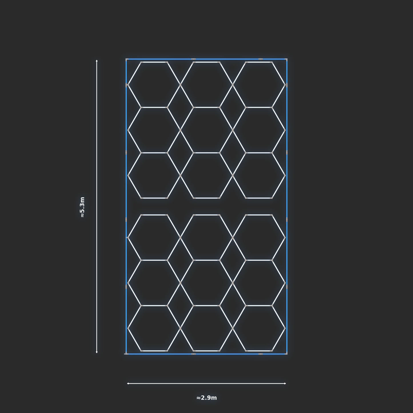 ULTRABEAM LED Light Kit Hex Parallel 2.5x2.8m 288W — Blue, 2-pack
