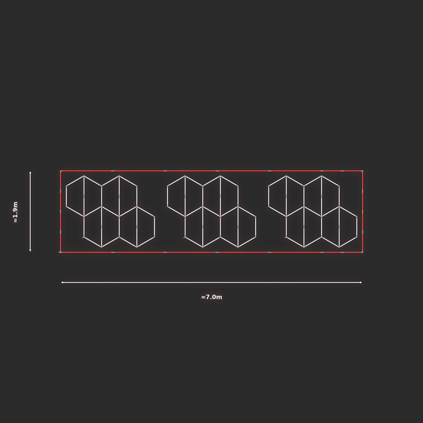 ULTRABEAM LED Light Kit Hex Vertical 2.1x1.7m 162W — Red, 3-pack