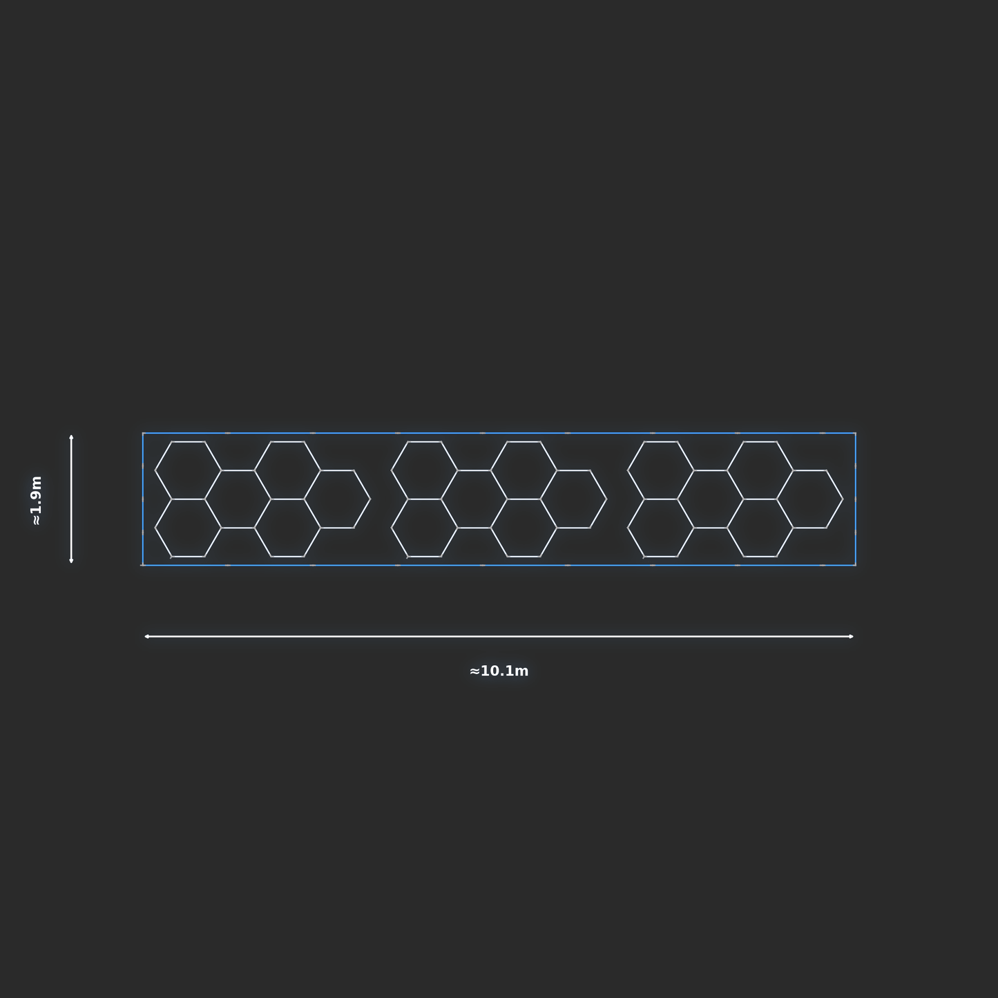 ULTRABEAM LED Light Kit Hex Classic 3.1x1.7m 168W — Blue, 3-pack