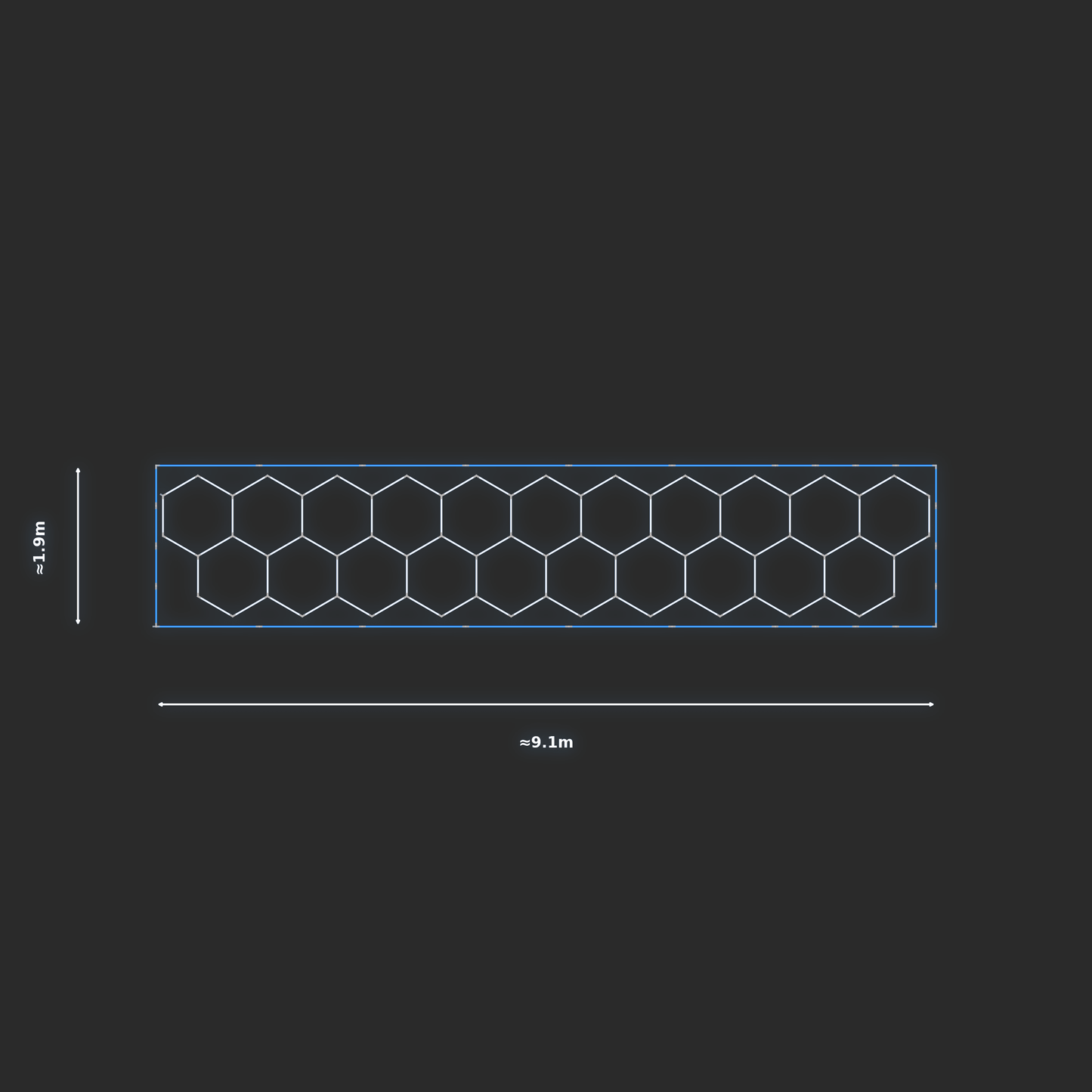 ULTRABEAM LED Light Kit Hex Classic 1.7x9m 522W — Blue