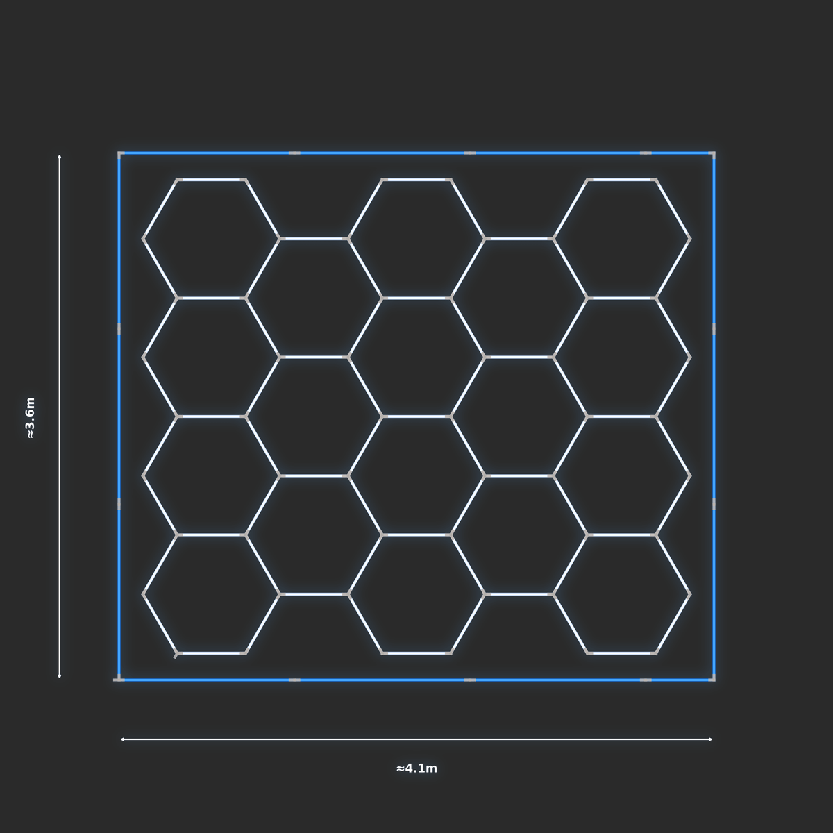 ULTRABEAM LED Light Kit Hex Classic 3.8x3.3m 426W — Blue