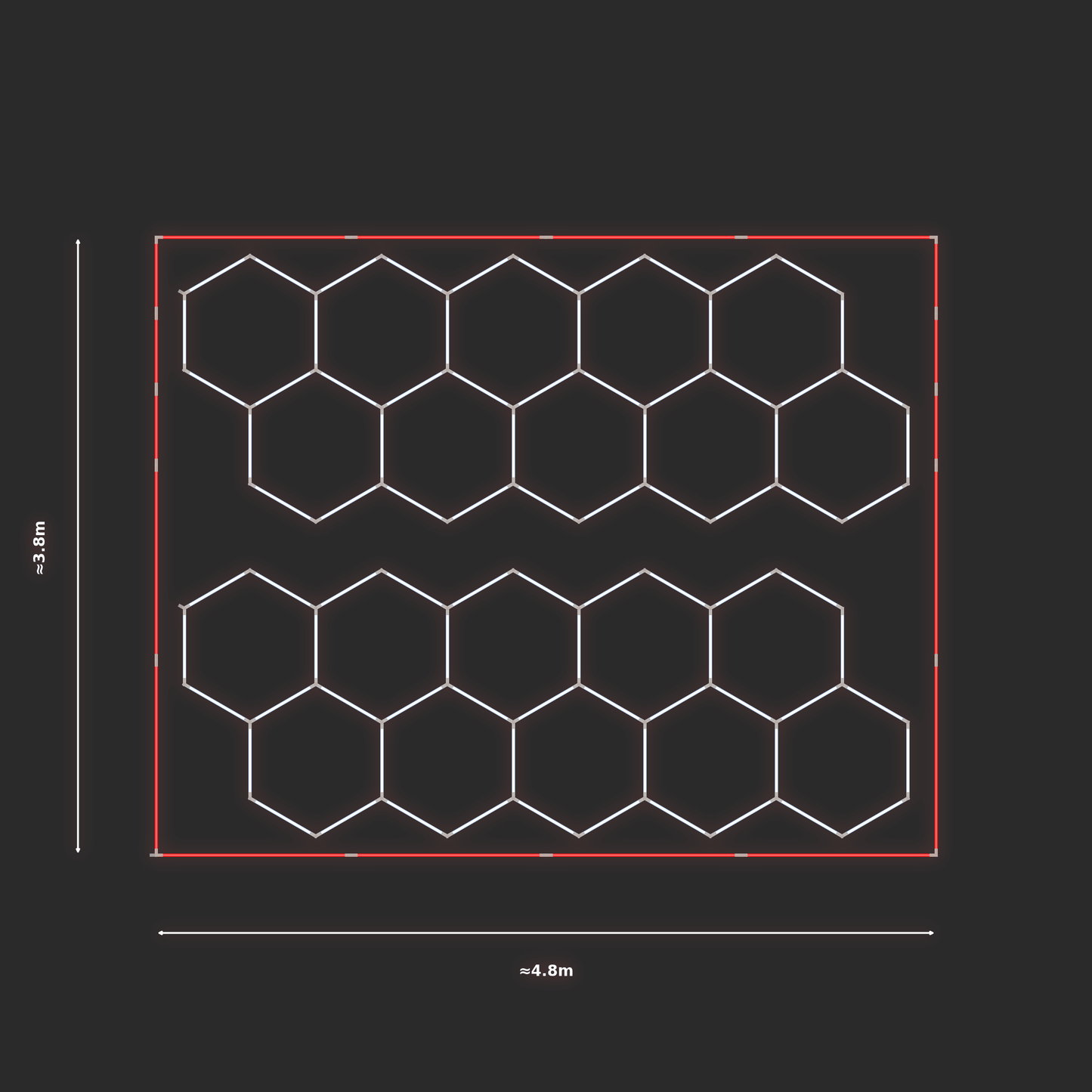 ULTRABEAM LED Light Kit Hex Classic 1.7x4.5m 258W — Red, 2-pack