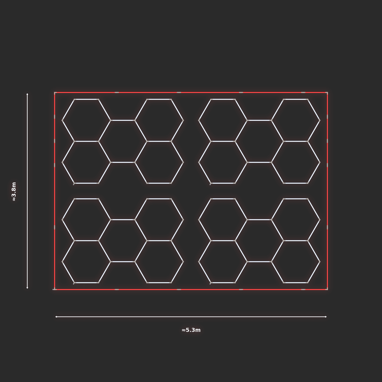 ULTRABEAM LED Light Kit Hex Classic 2.4x1.7m 144W — Red, 4-pack