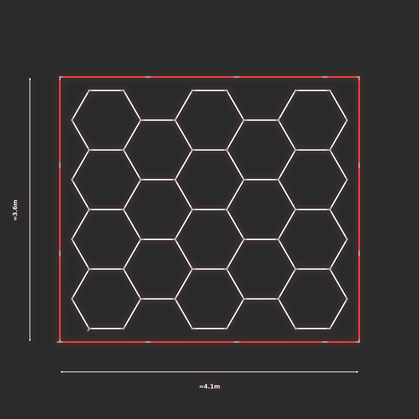 ULTRABEAM LED Light Kit Hex Classic 3.8x3.3m 426W — Red