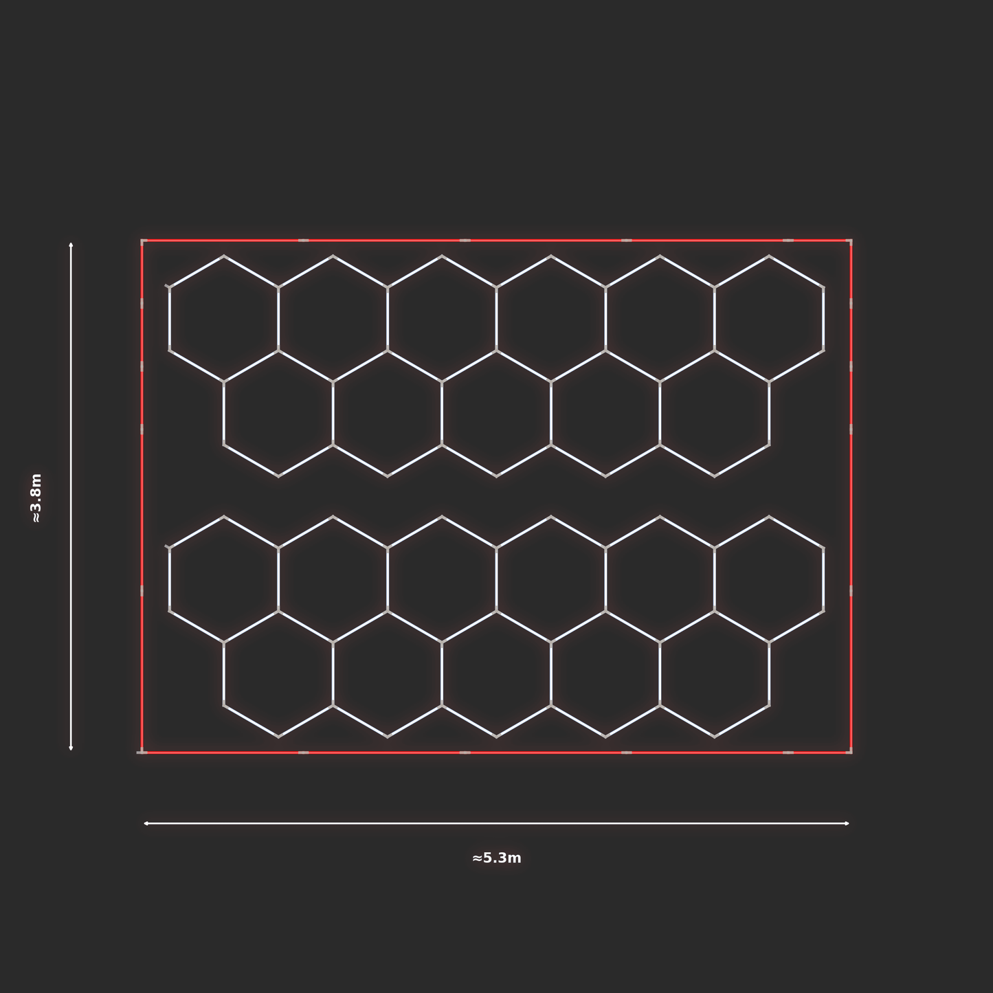 ULTRABEAM LED Light Kit Hex Classic 1.7x4.9m 282W — Red, 2-pack