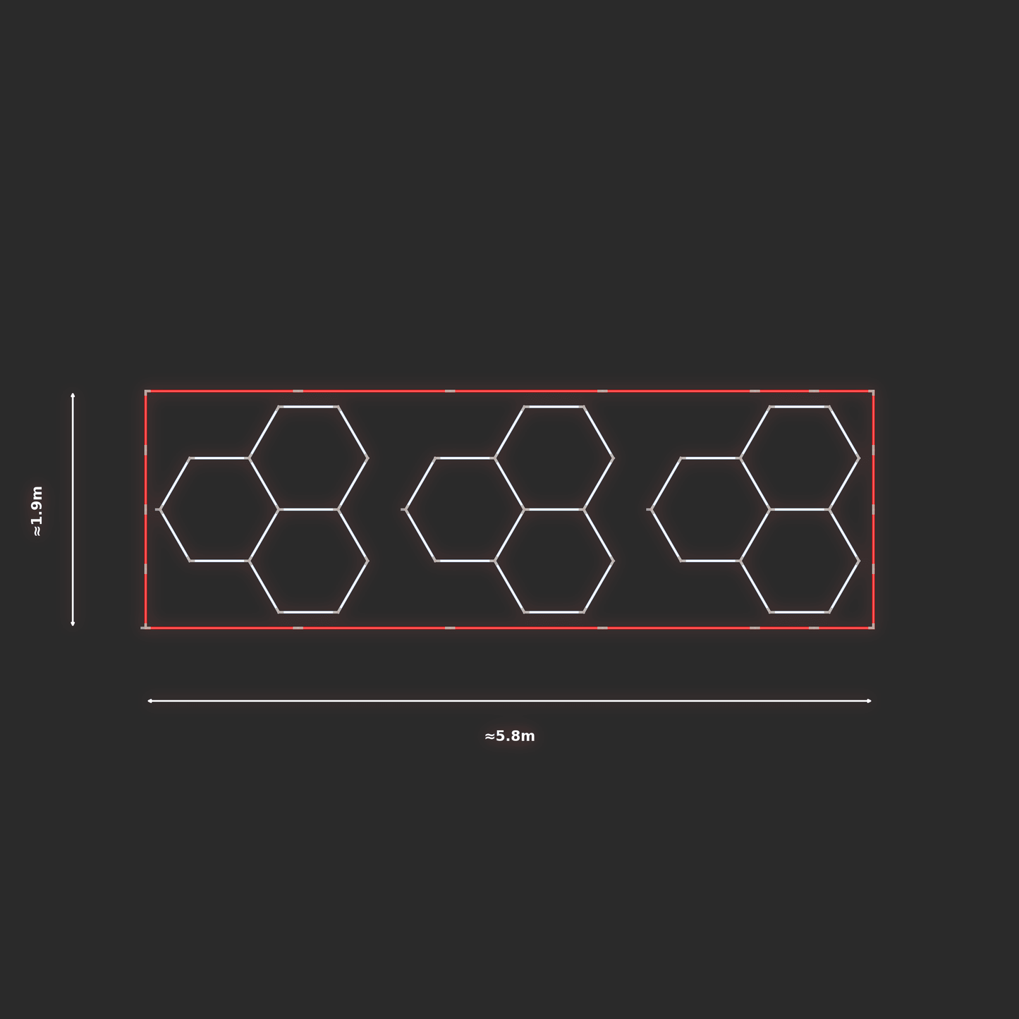ULTRABEAM LED Light Kit Hex Classic 1.7x1.7m 90W — Red, 3-pack