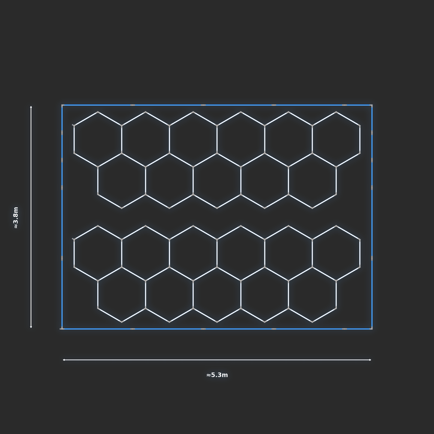 ULTRABEAM LED Light Kit Hex Classic 1.7x4.9m 282W — Blue, 2-pack