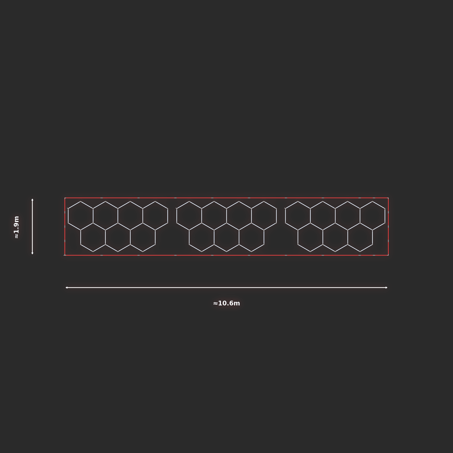 ULTRABEAM LED Light Kit Hex Classic 1.7x3.3m 186W — Red, 3-pack
