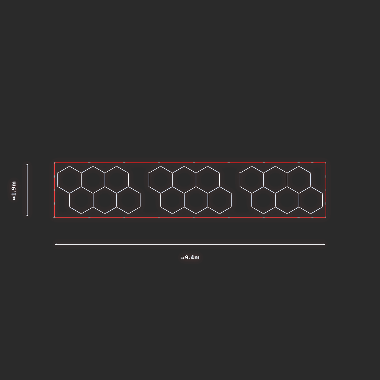 ULTRABEAM LED Light Kit Hex Classic 1.7x2.9m 162W — Red, 3-pack