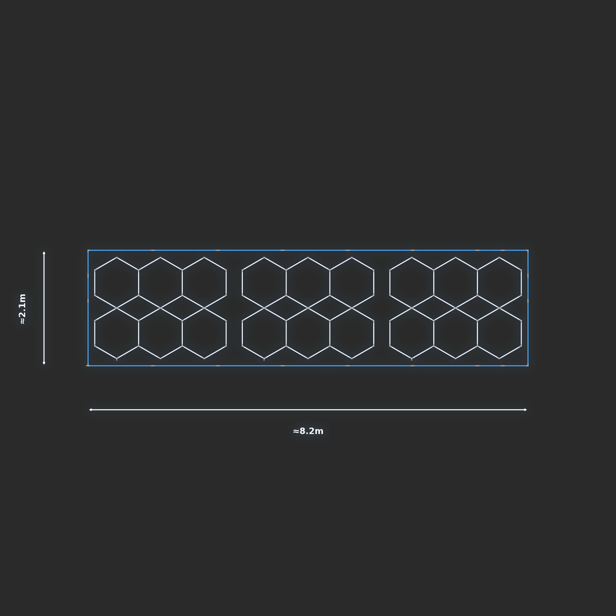 ULTRABEAM LED Light Kit Hex Parallel 2.5x1.9m 192W (Pack of 3) — Blue, 3-pack