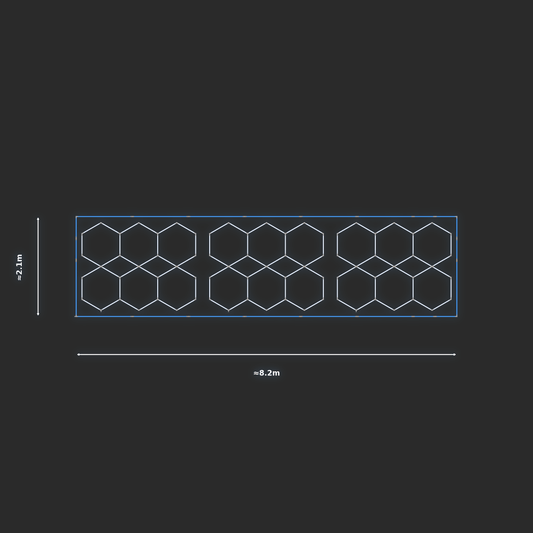 ULTRABEAM LED Light Kit Hex Parallel 2.5x1.9m 192W (Pack of 3) — Blue, 3-pack