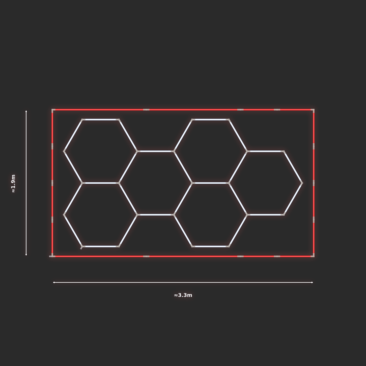 ULTRABEAM LED Light Kit Hex Classic 3.1x1.7m 168W — Red