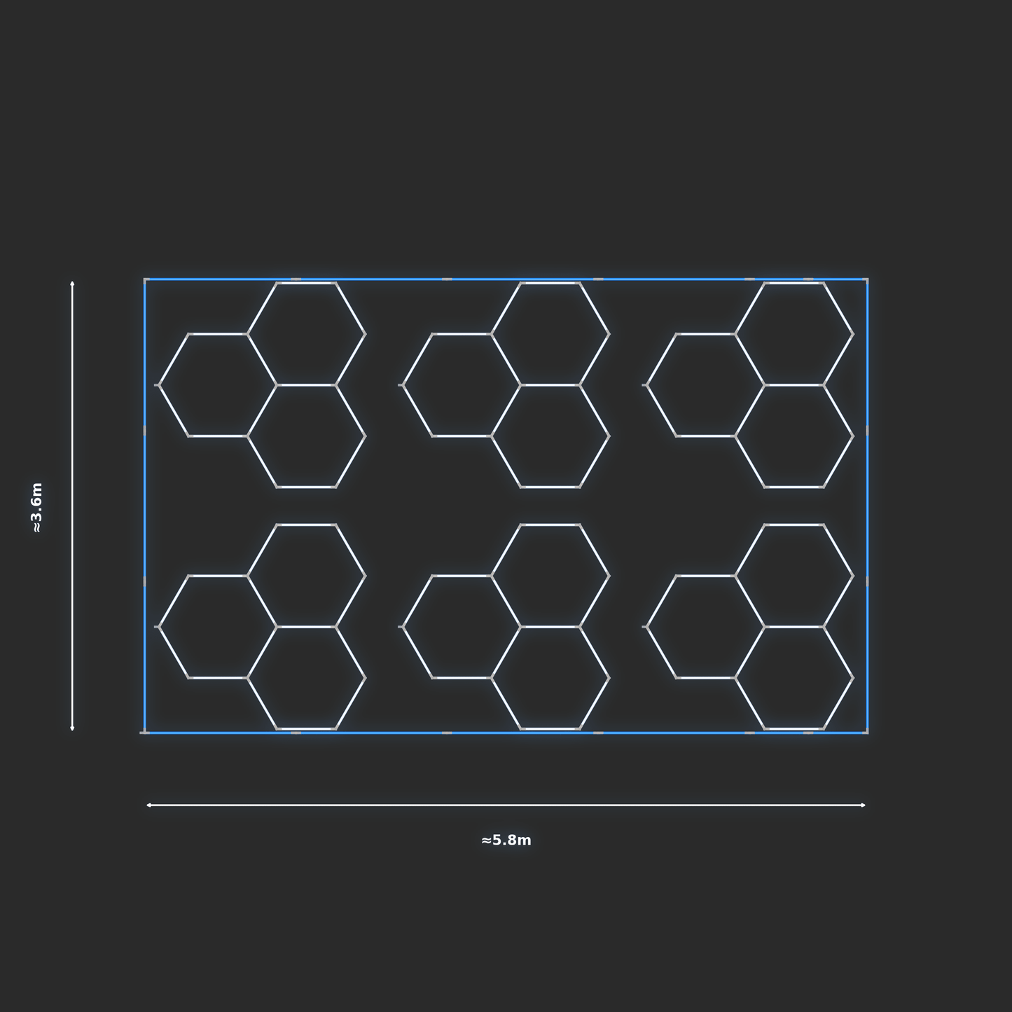 ULTRABEAM LED Light Kit Hex Classic 1.7x1.7m 90W — Blue, 6-pack