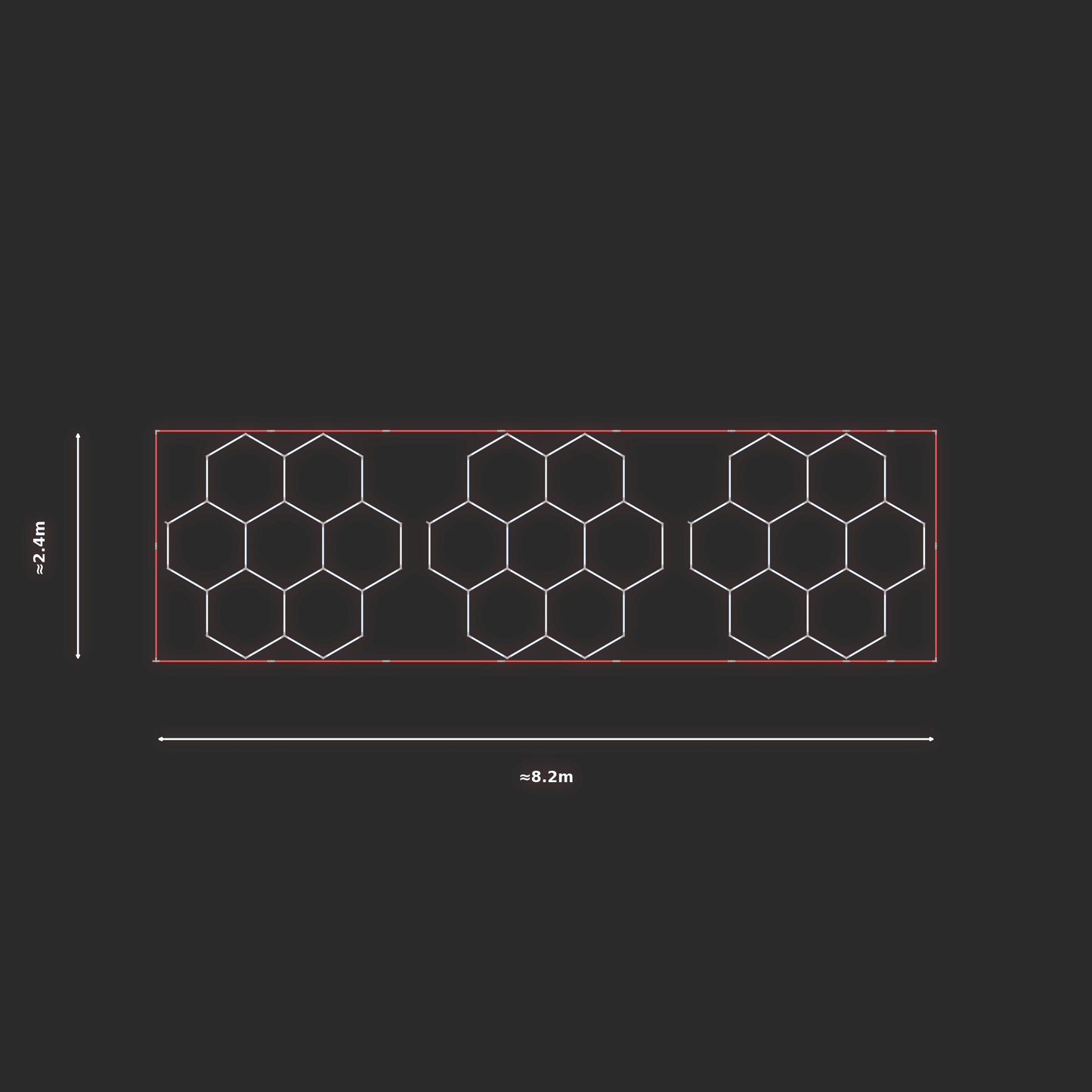 ULTRABEAM LED Light Kit Hex Classic 2.4x2.5m 180W — Red, 3-pack