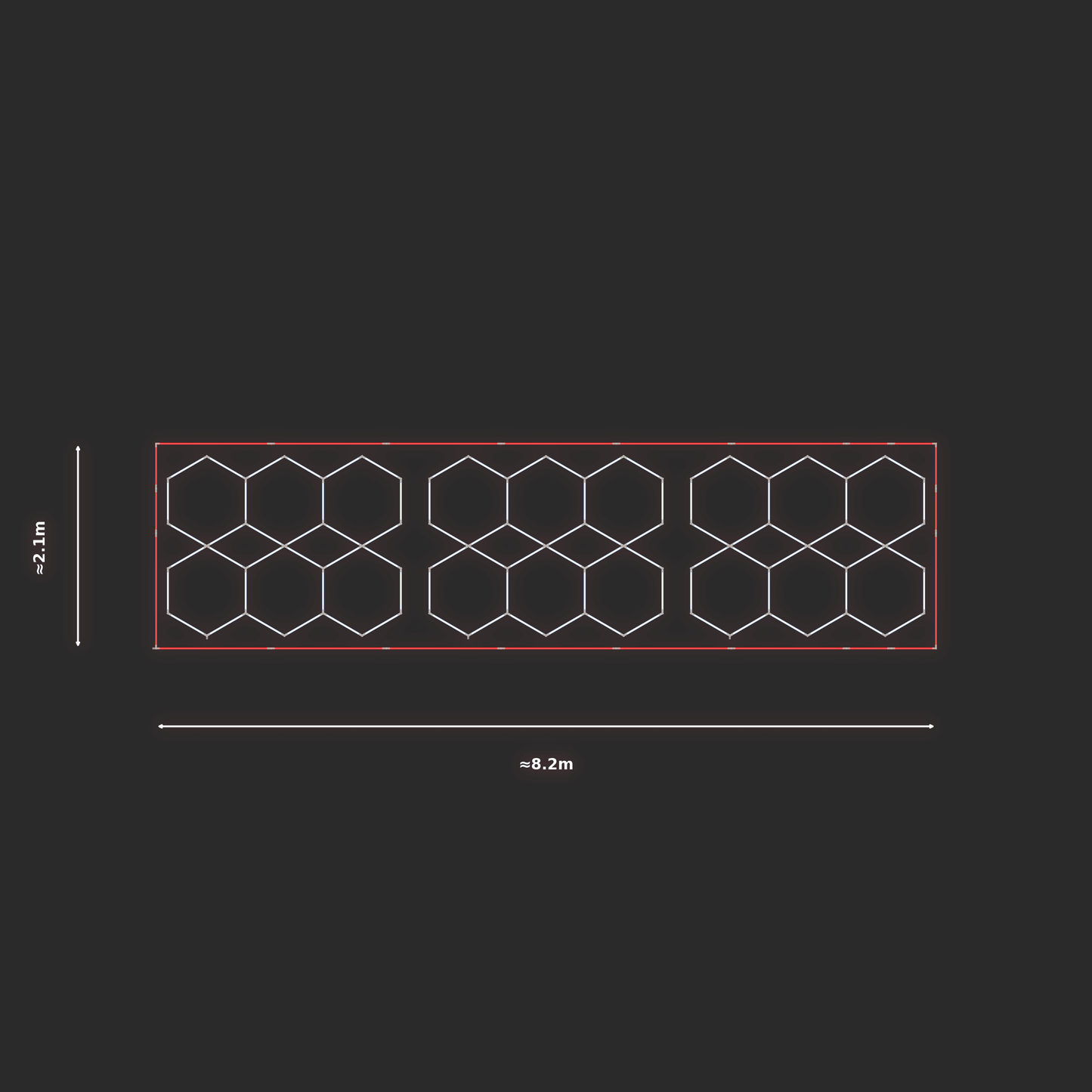 ULTRABEAM LED Light Kit Hex Parallel 2.5x1.9m 192W (Pack of 3) — Red, 3-pack