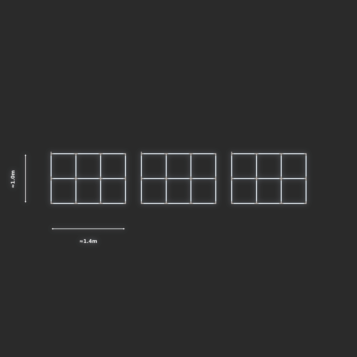 ULTRABEAM LED Light Kit Rect Classic 1x1.4m 102W — None, 3-pack