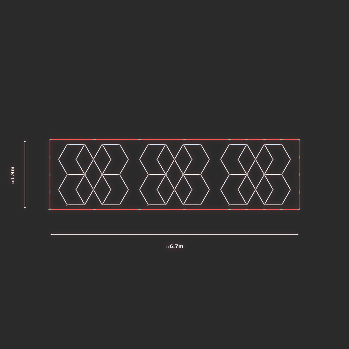 ULTRABEAM LED Light Kit Chevron 1.9x1.7m 180W — Red, 3-pack