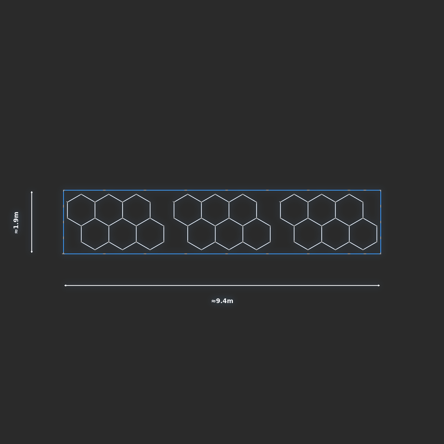 ULTRABEAM LED Light Kit Hex Classic 1.7x2.9m 162W — Blue, 3-pack