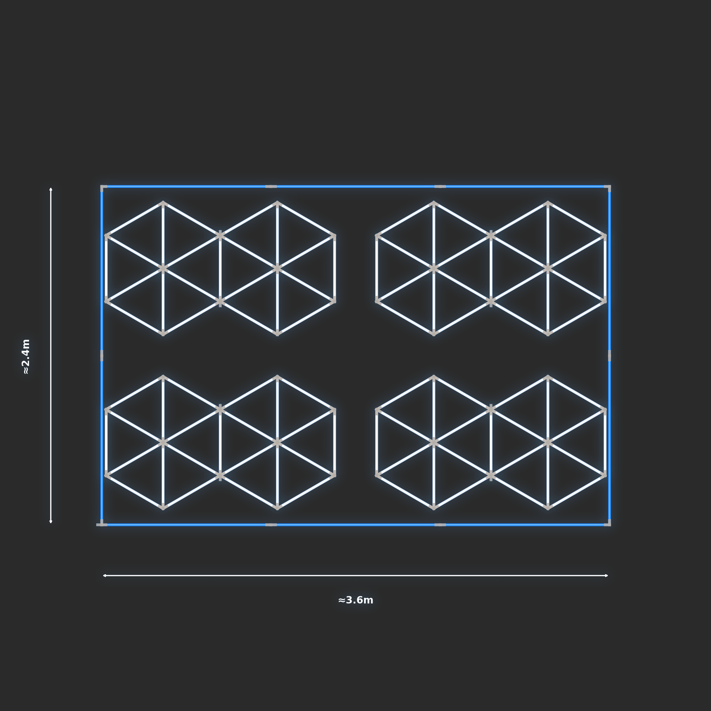 ULTRABEAM LED Light Kit Hex Subdivided 1.7x1m 138W — Blue, 4-pack