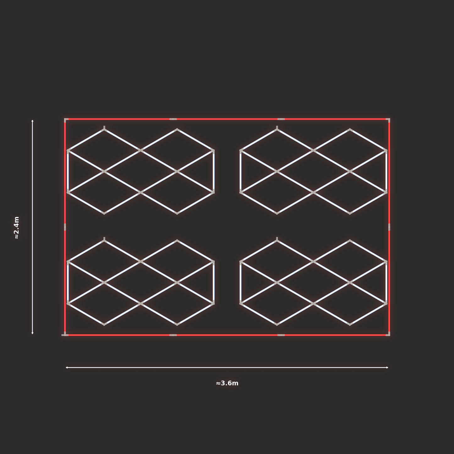 ULTRABEAM LED Light Kit Diamond Iso 1x1.7m 108W — Red, 4-pack
