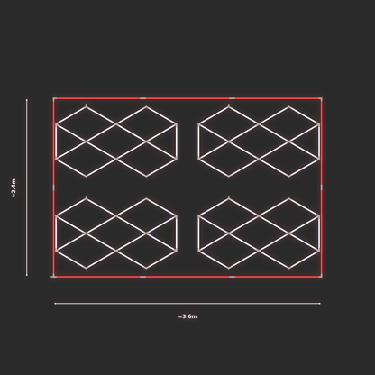 ULTRABEAM LED Light Kit Diamond Iso 1x1.7m 108W — Red, 4-pack