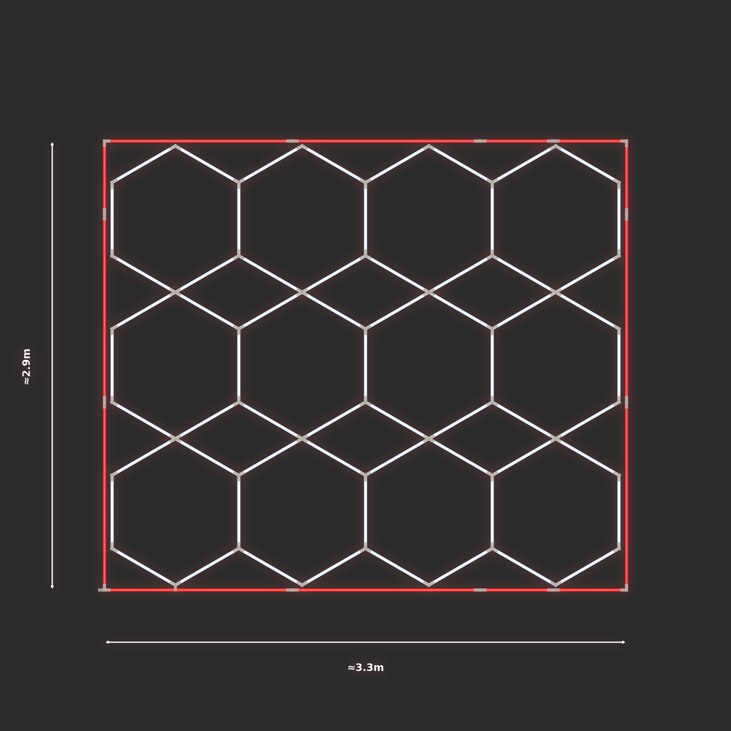 ULTRABEAM LED Light Kit Hex Parallel 3.3x2.8m 378W — Red