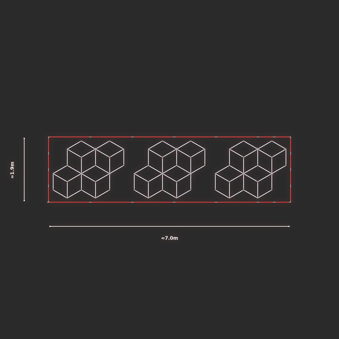 ULTRABEAM LED Light Kit Cube 2.1x1.7m 186W — Red, 3-pack