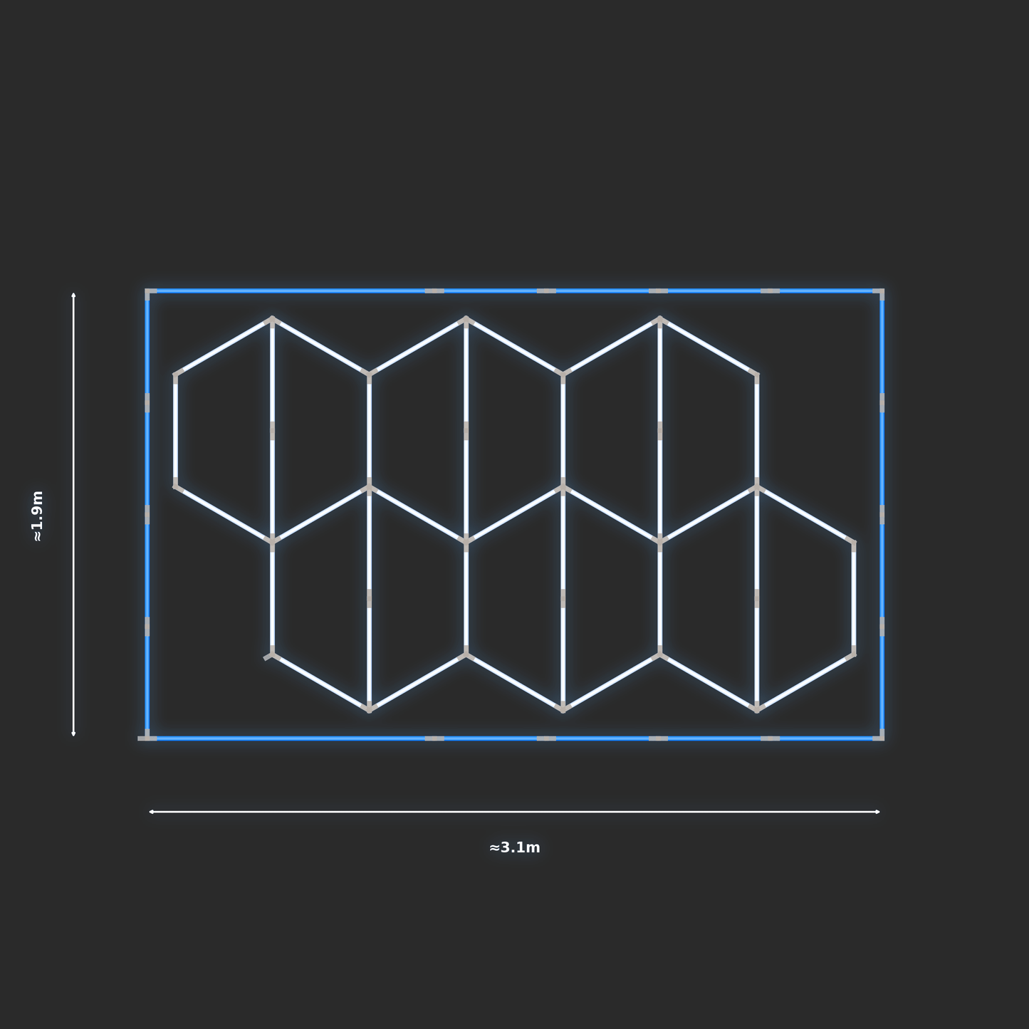 ULTRABEAM LED Light Kit Hex Vertical 2.9x1.7m 234W — Blue