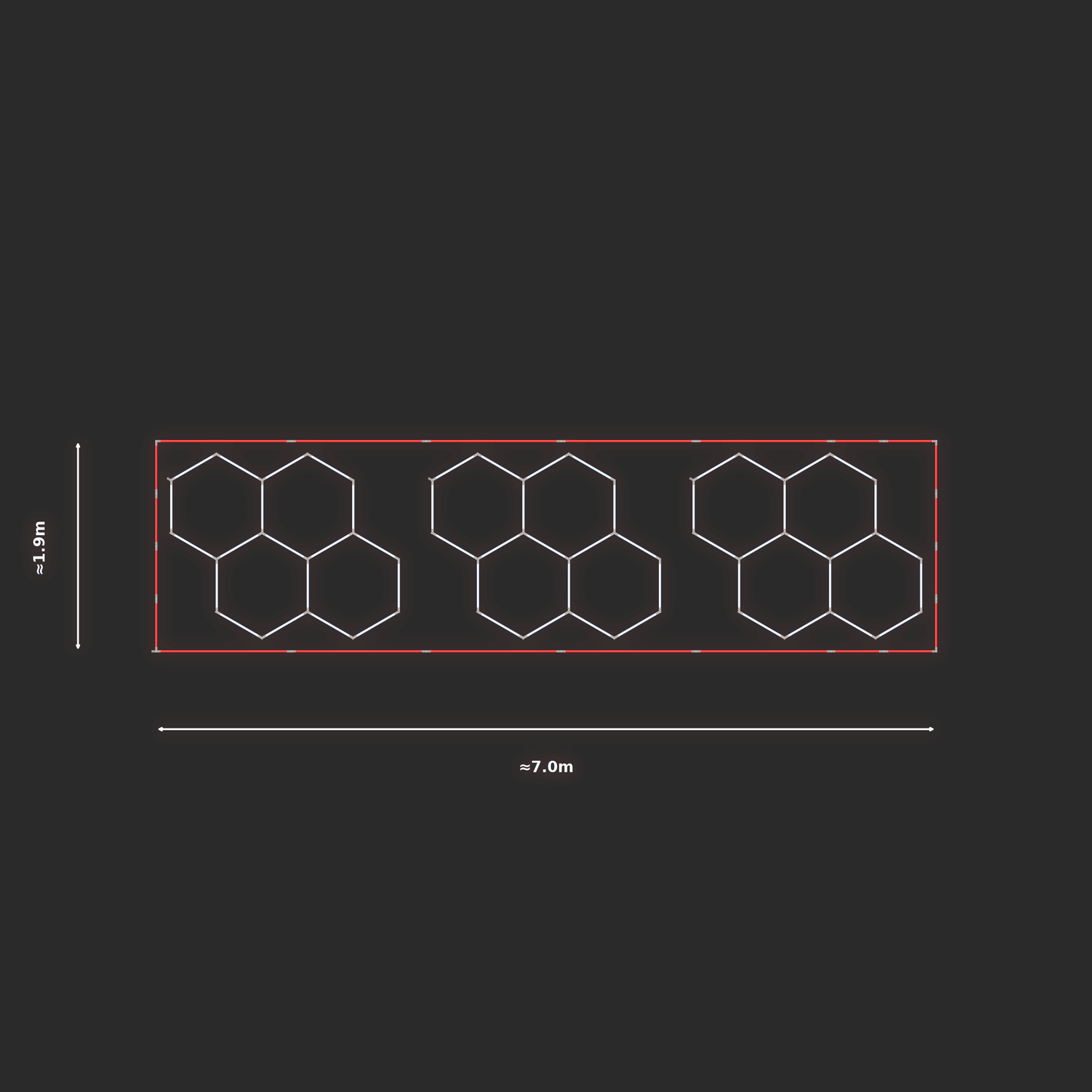 ULTRABEAM LED Light Kit Hex Classic 1.7x2.1m 114W — Red, 3-pack