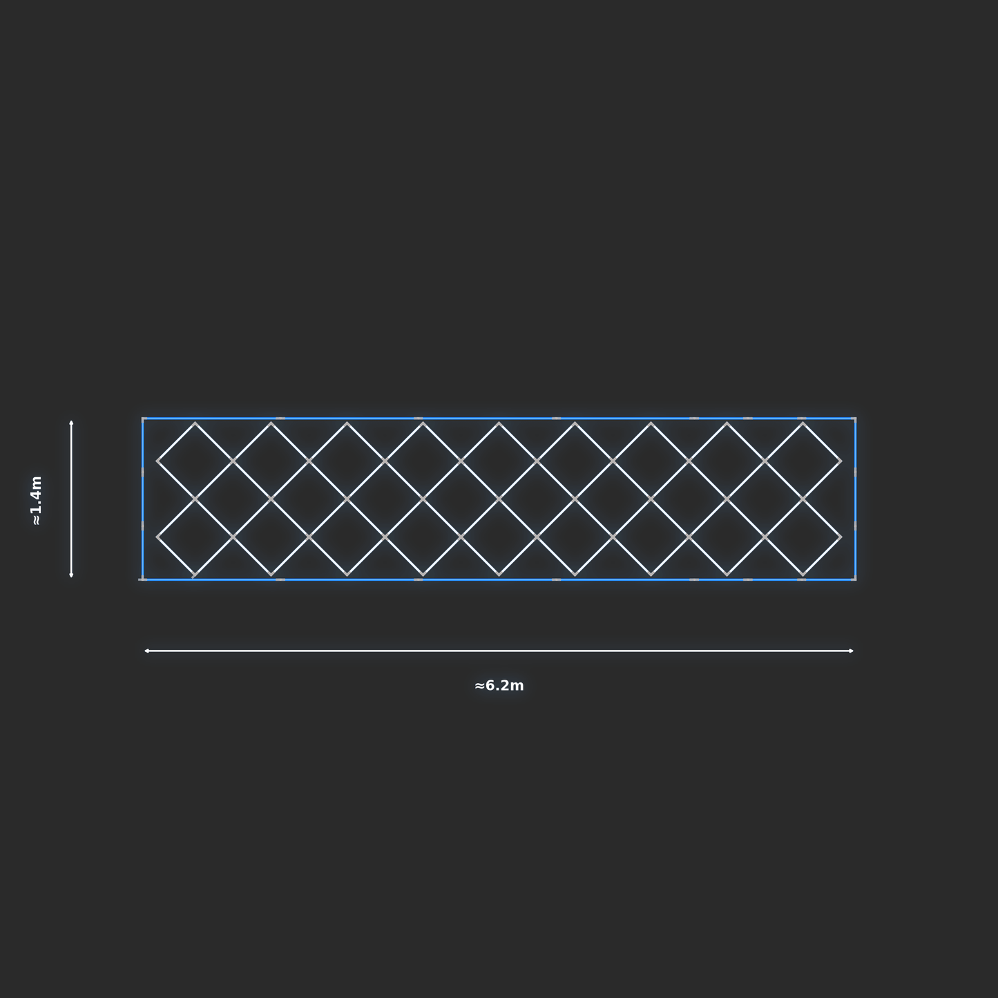 ULTRABEAM LED Light Kit Rect Offset 6x1.4m 432W — Blue