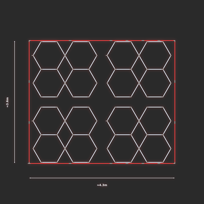 ULTRABEAM LED Light Kit Hex Parallel 1.7x1.9m 132W — Red, 4-pack