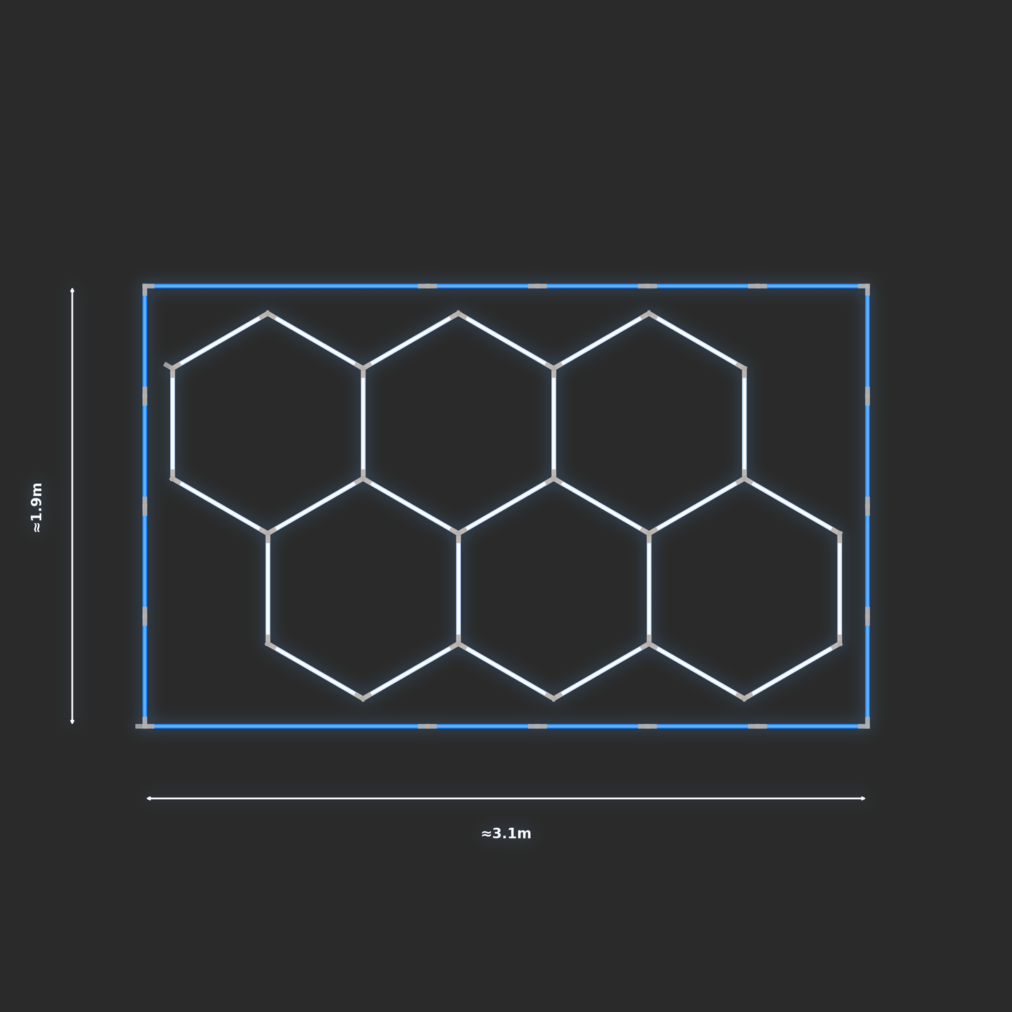 ULTRABEAM LED Light Kit Hex Classic 1.7x2.9m 162W — Blue