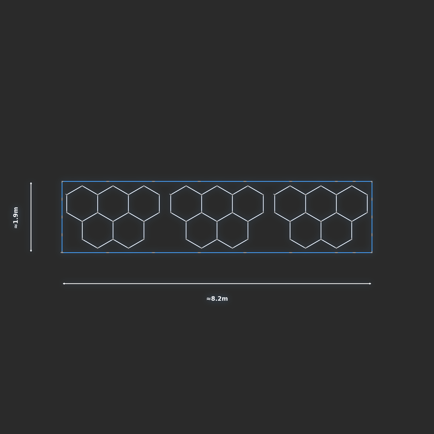ULTRABEAM LED Light Kit Hex Classic 1.7x2.5m 138W — Blue, 3-pack