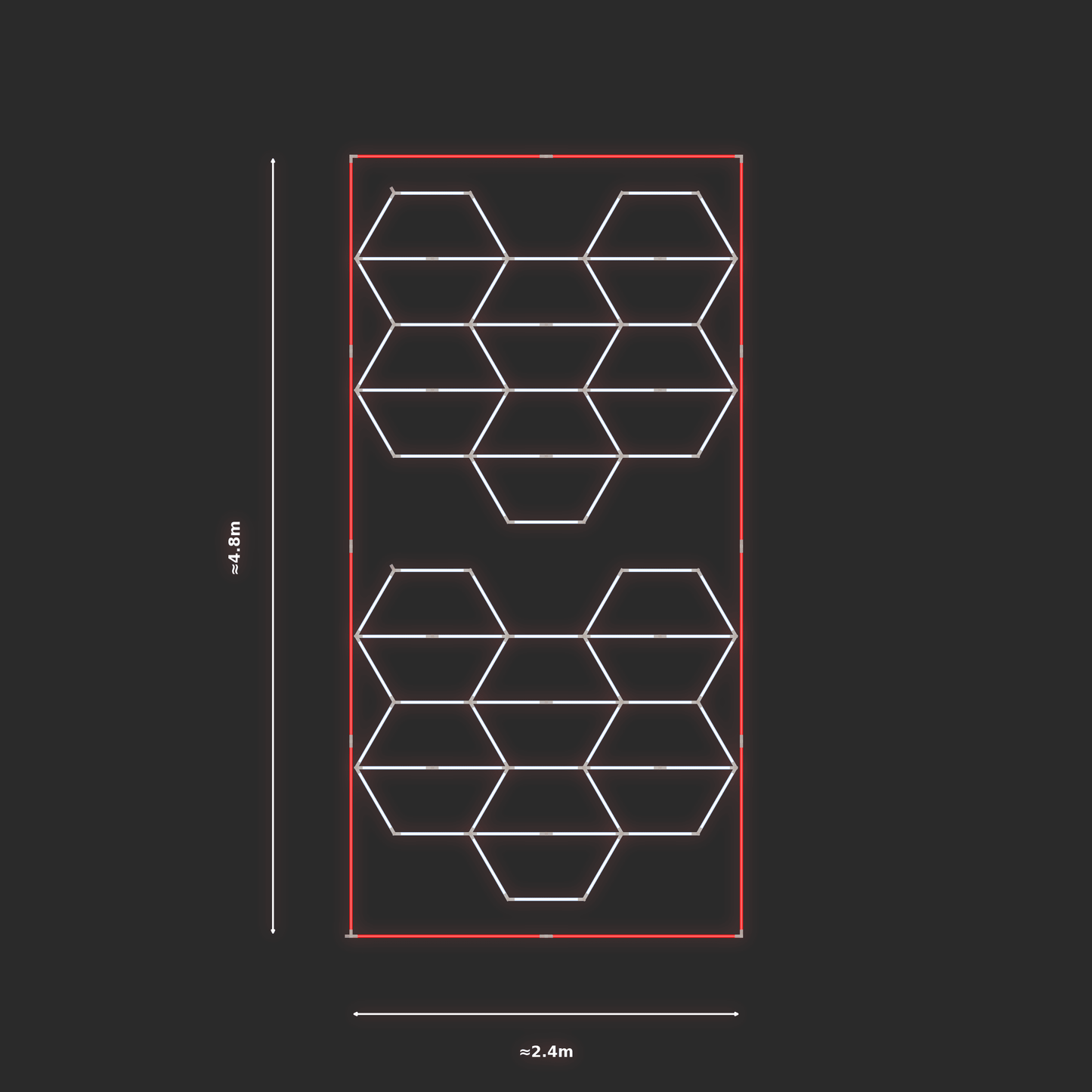 ULTRABEAM LED Light Kit Hex Vertical 2.1x2.4m 234W — Red, 2-pack