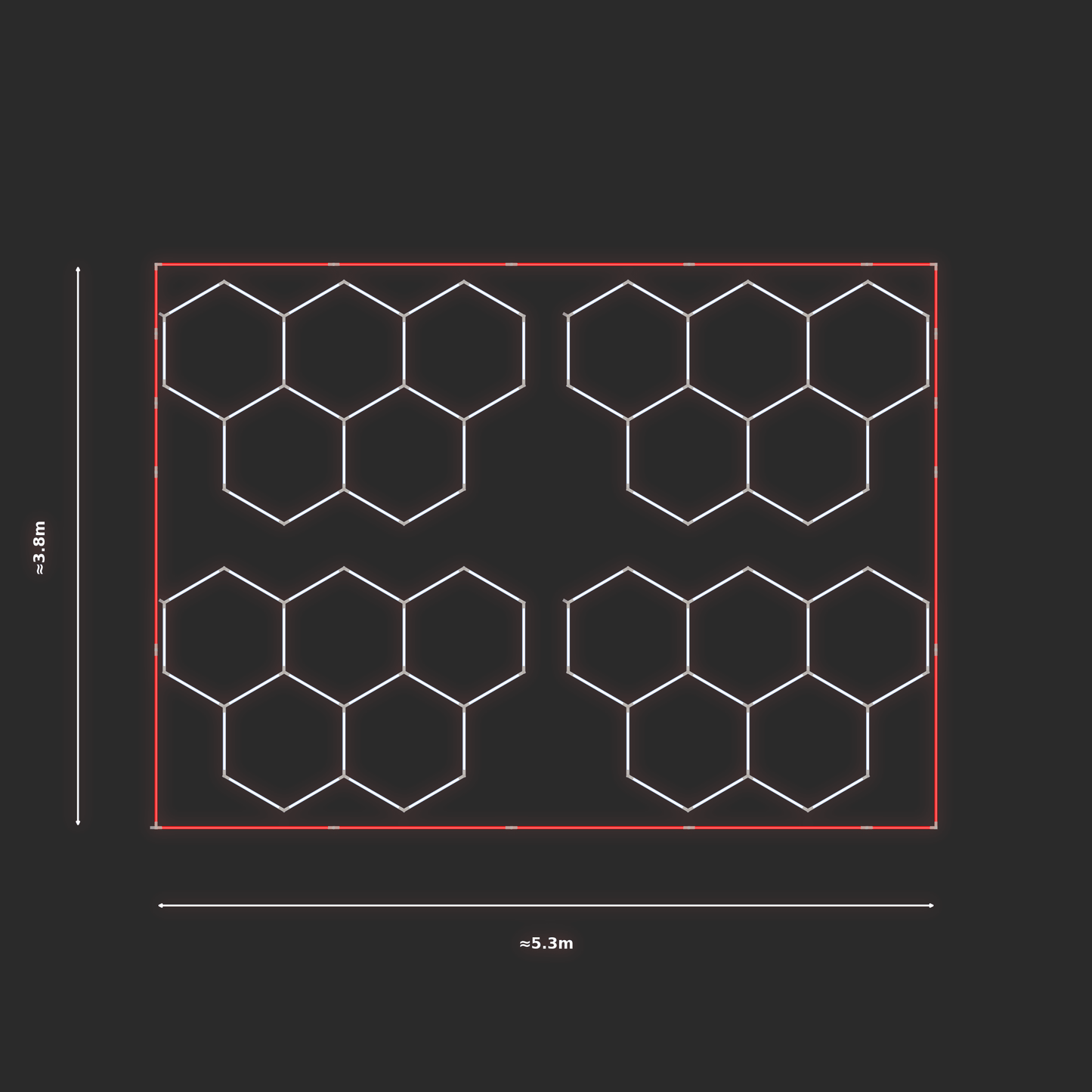 ULTRABEAM LED Light Kit Hex Classic 1.7x2.5m 138W — Red, 4-pack