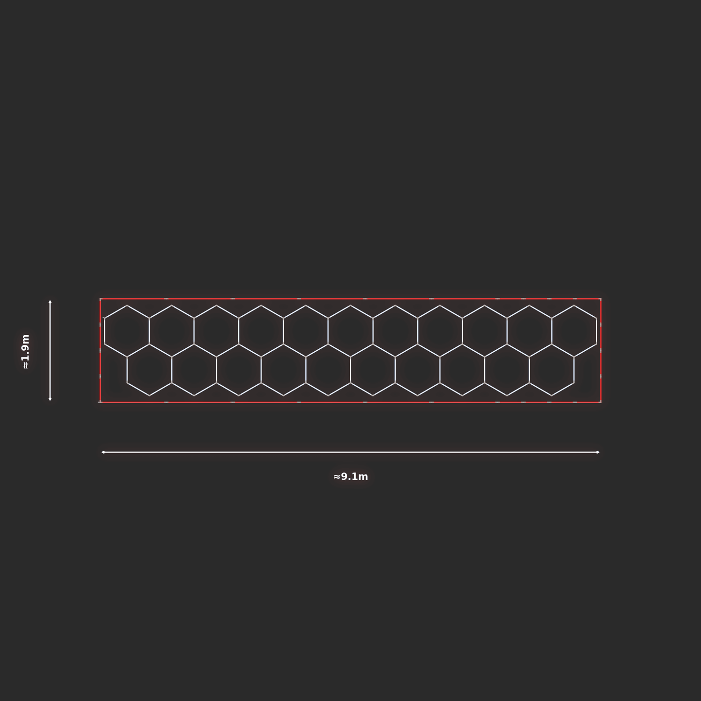 ULTRABEAM LED Light Kit Hex Classic 1.7x9m 522W — Red